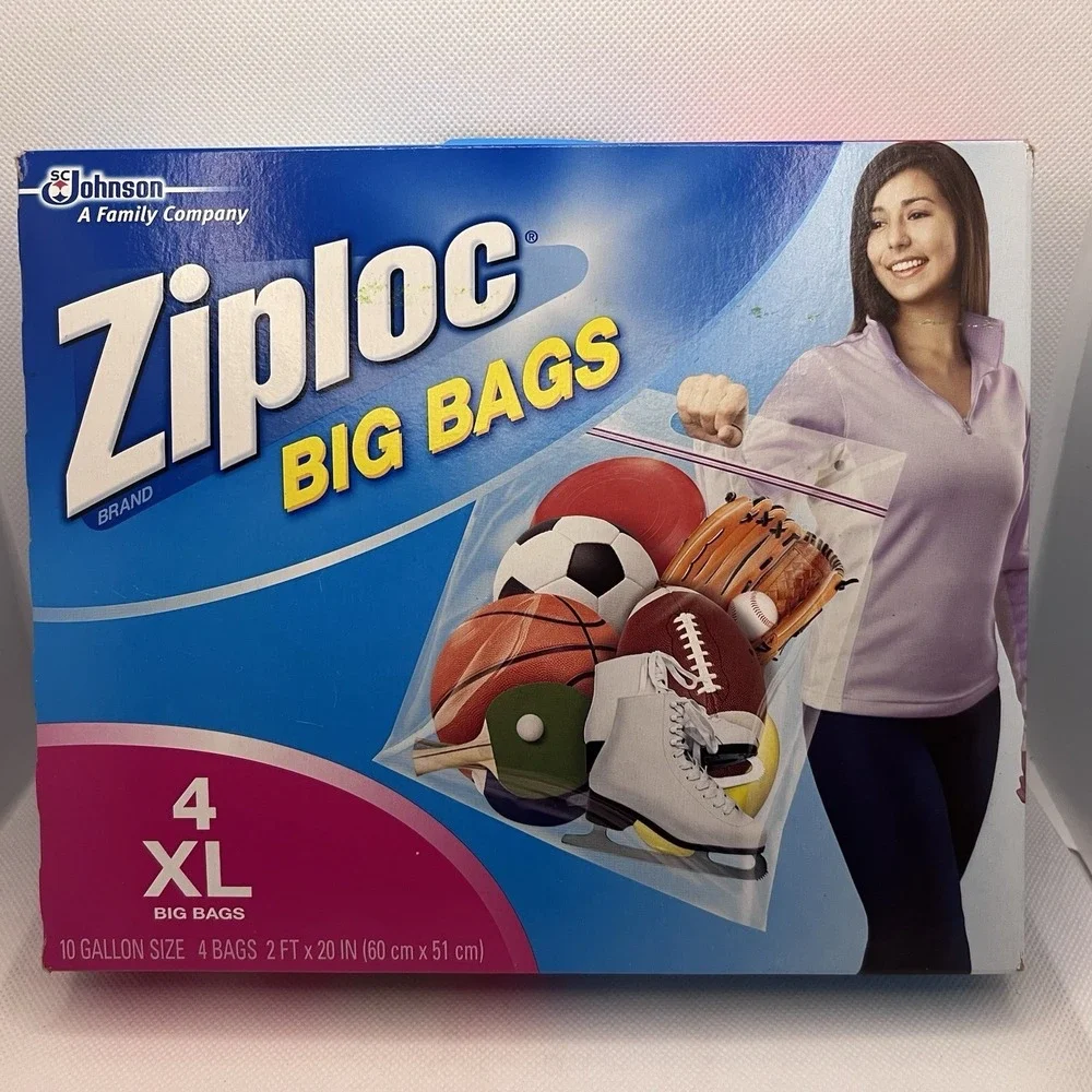 Ziploc Big Bags XL 10 Gallon Storage Bags Discontinued Lot of 2 Bags Open Box